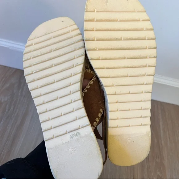 Fabio Maggenti Brown Suede Crochet Raffia Sandals Italy Sz 9 boho platform - Picture 6 of 7